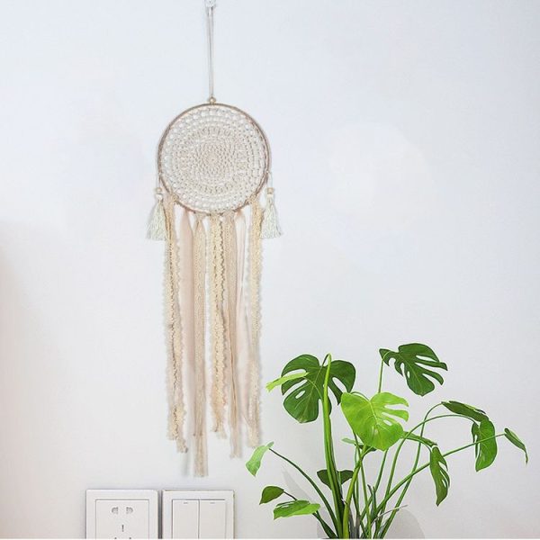 Beige Crochet Lace Tassel Dream Catcher - Image 4