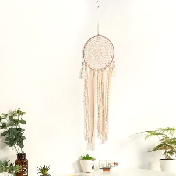 Beige Crochet Lace Tassel Dream Catcher - Image 5