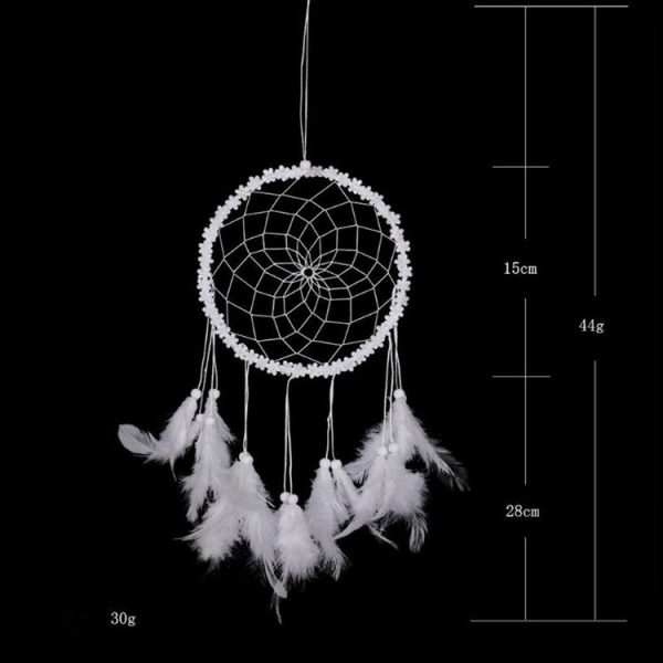 Sweet Girl Wind Flower Dream Catcher Birthday Gift Feather Ornaments (White) - Image 4