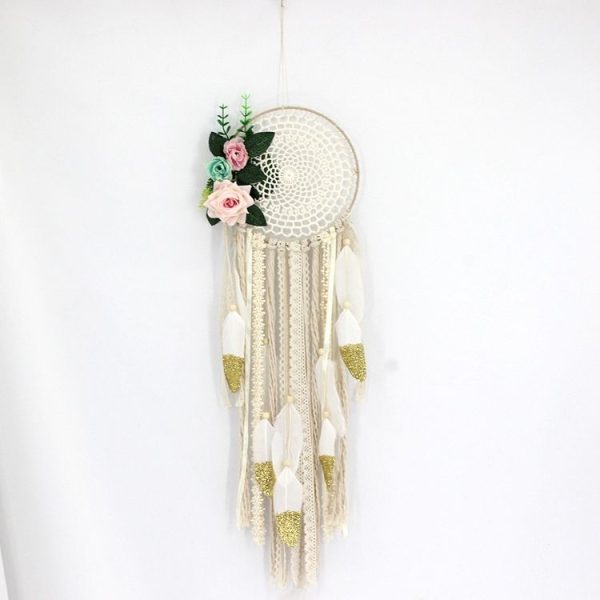 Creative Lace Hand-woven Crafts Flower Dream Catcher Home Car Wall Hanging Decoration