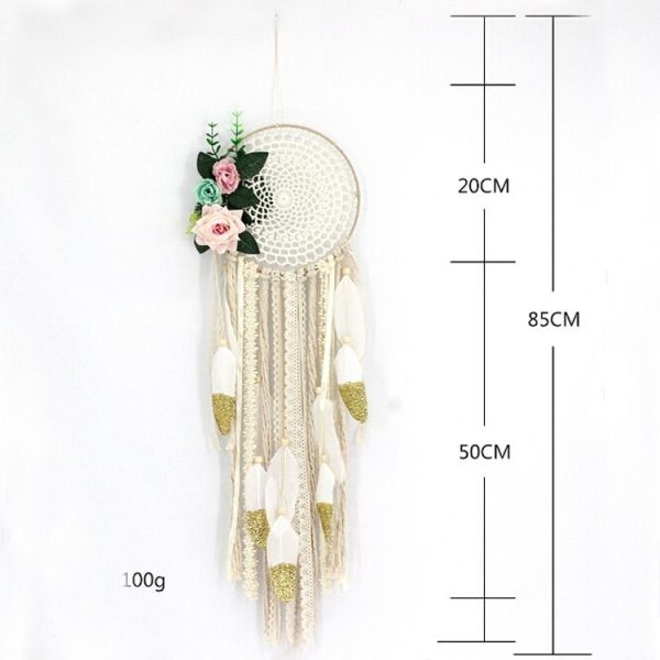 Creative Lace Hand-woven Crafts Flower Dream Catcher Home Car Wall Hanging Decoration - Image 3