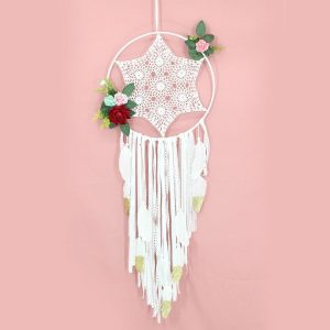 Creative Lace Hand-woven Crafts Dream Catcher Home Car Wall Hanging Decoration (White)