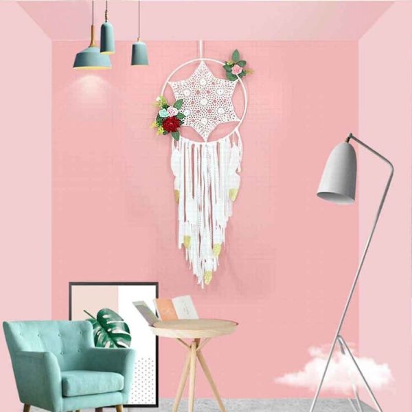 Creative Lace Hand-woven Crafts Dream Catcher Home Car Wall Hanging Decoration (White) - Image 3