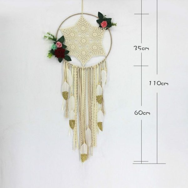 Creative Lace Hand-woven Crafts Dream Catcher Home Car Wall Hanging Decoration (White) - Image 5