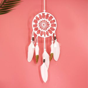 2 PCS Creative Home Bright Off Handmade Dream Catcher Hanging Decoration Wind Chime For Girl Room (White)