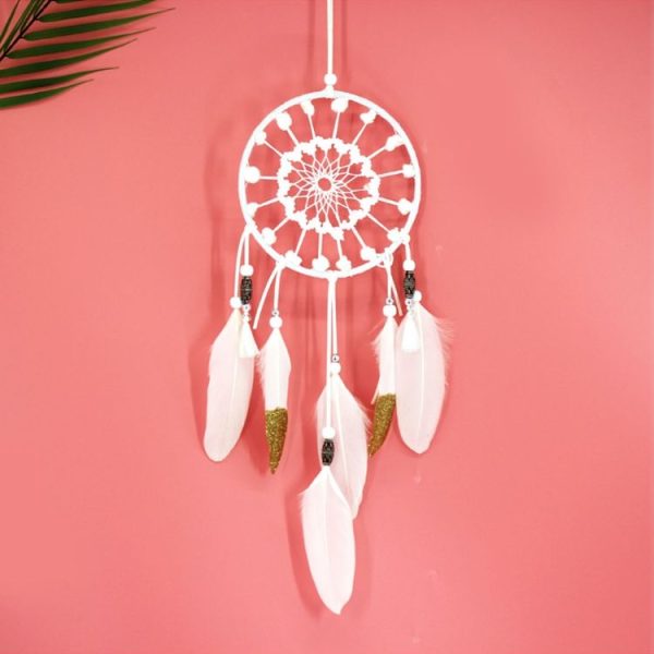 2 PCS Creative Home Bright Off Handmade Dream Catcher Hanging Decoration Wind Chime For Girl Room (White)
