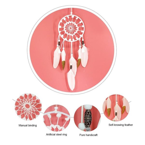 2 PCS Creative Home Bright Off Handmade Dream Catcher Hanging Decoration Wind Chime For Girl Room (White) - Image 3