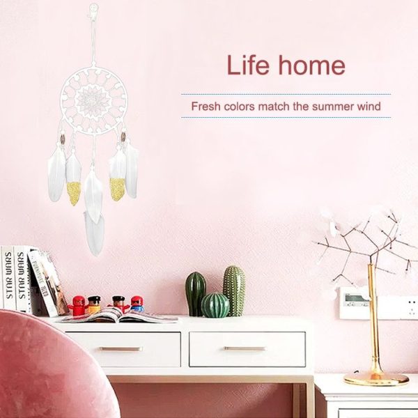 2 PCS Creative Home Bright Off Handmade Dream Catcher Hanging Decoration Wind Chime For Girl Room (White) - Image 5