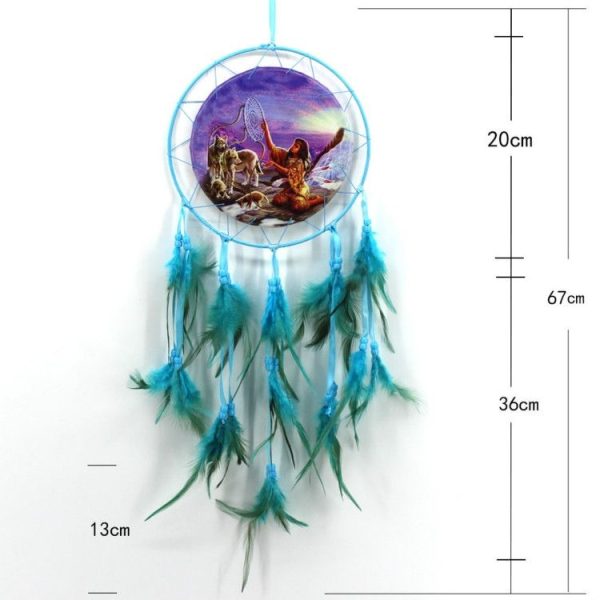 2 PCS Creative Lace Hand-woven Crafts Lake Blue Single Ring Dream Catcher Home Car Wall Hanging Decoration - Image 6