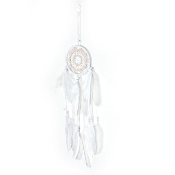Fresh Literary Beige Crochet Flower Dream Catcher Home Background Wall Hanging - Image 5