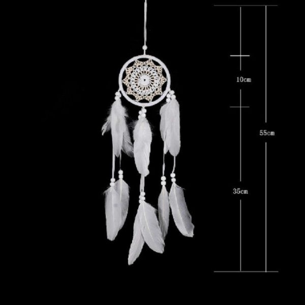 Fresh Literary Beige Crochet Flower Dream Catcher Home Background Wall Hanging - Image 6