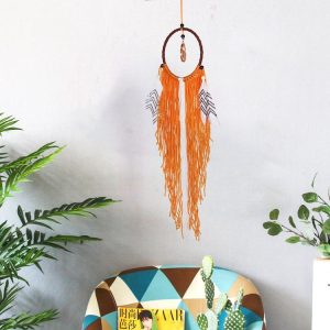 Creative Lace Hand-woven Crafts Orange Dream Catcher Home Car Wall Hanging Decoration