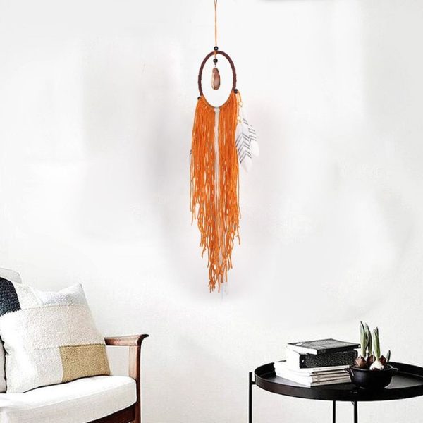 Creative Lace Hand-woven Crafts Orange Dream Catcher Home Car Wall Hanging Decoration - Image 2
