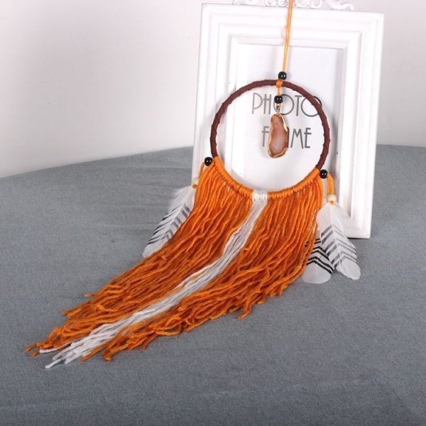 Creative Lace Hand-woven Crafts Orange Dream Catcher Home Car Wall Hanging Decoration - Image 4