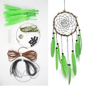 DIY Creative Hand-woven Crafts Green Dream Catcher Home Car Wall Hanging Decoration, Specification: Green Material Package