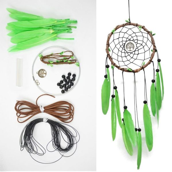 DIY Creative Hand-woven Crafts Green Dream Catcher Home Car Wall Hanging Decoration, Specification: Green Material Package