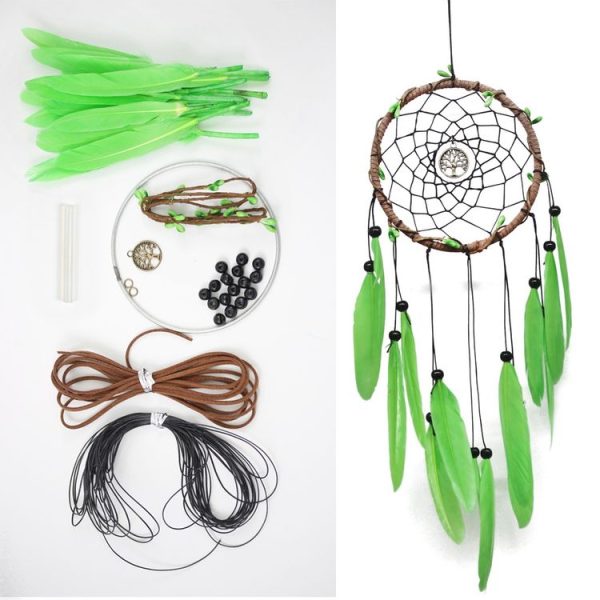DIY Creative Hand-woven Crafts Green Dream Catcher Home Car Wall Hanging Decoration, Specification: Green Material Package - Image 2