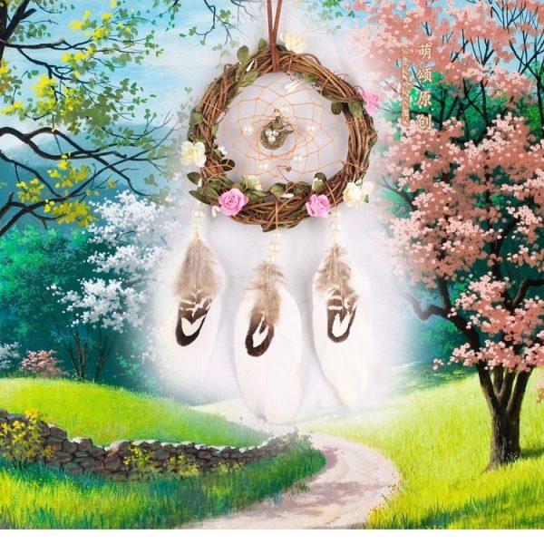 Creative Hand-woven Crafts Grass Vine Wind Chimes Dream Catcher Home Car Wall Hanging Decoration - Image 2
