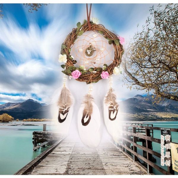 Creative Hand-woven Crafts Grass Vine Wind Chimes Dream Catcher Home Car Wall Hanging Decoration - Image 4
