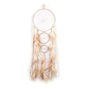 Natural Feather Three-ring Dream Catcher Home Wall Decoration
