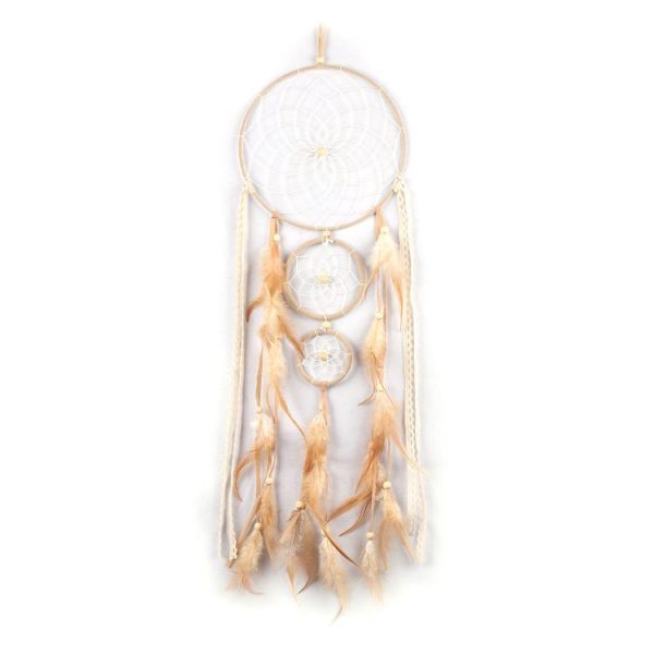 Natural Feather Three-ring Dream Catcher Home Wall Decoration
