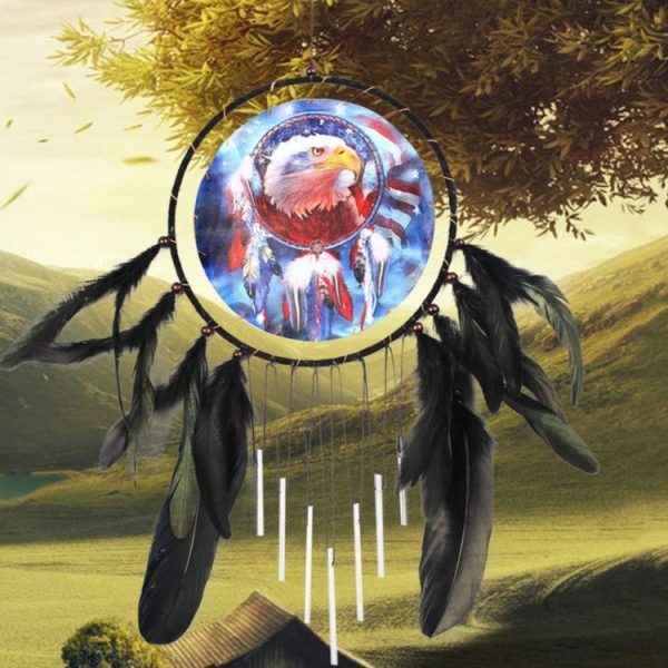 Eagle Oil Painting Aluminum Tube Feather Dream Catcher Craft Small Gift