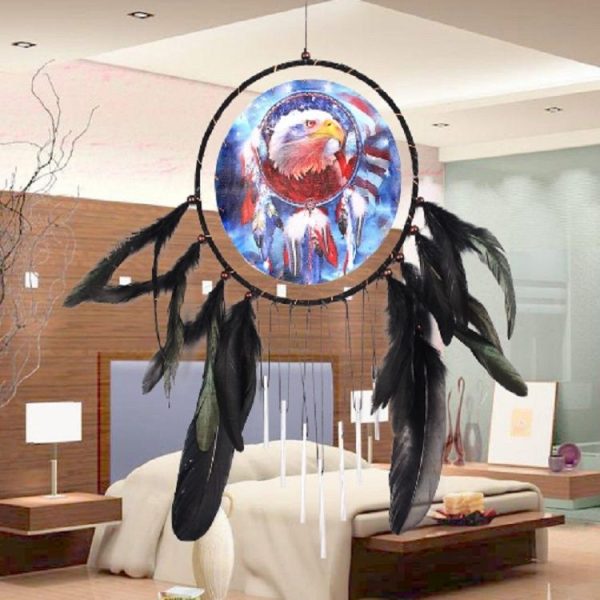 Eagle Oil Painting Aluminum Tube Feather Dream Catcher Craft Small Gift - Image 2