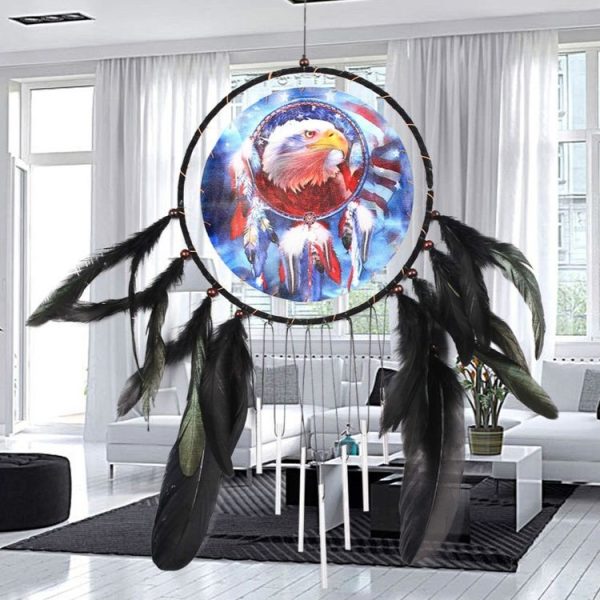 Eagle Oil Painting Aluminum Tube Feather Dream Catcher Craft Small Gift - Image 3