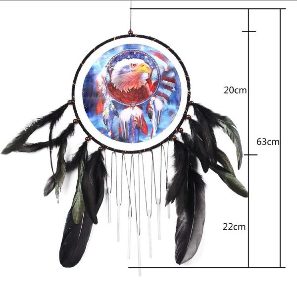 Eagle Oil Painting Aluminum Tube Feather Dream Catcher Craft Small Gift - Image 5