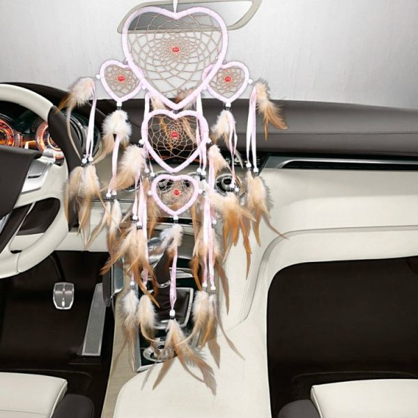 Heart Five Rings Feather Dreamcatcher House Decoration - Image 2