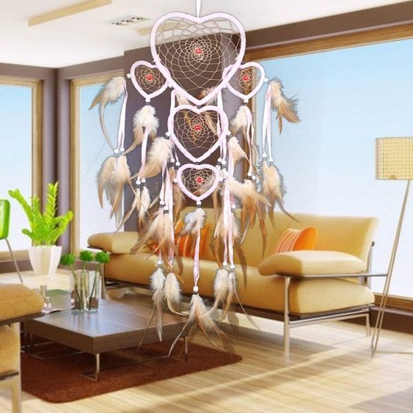 Heart Five Rings Feather Dreamcatcher House Decoration - Image 3