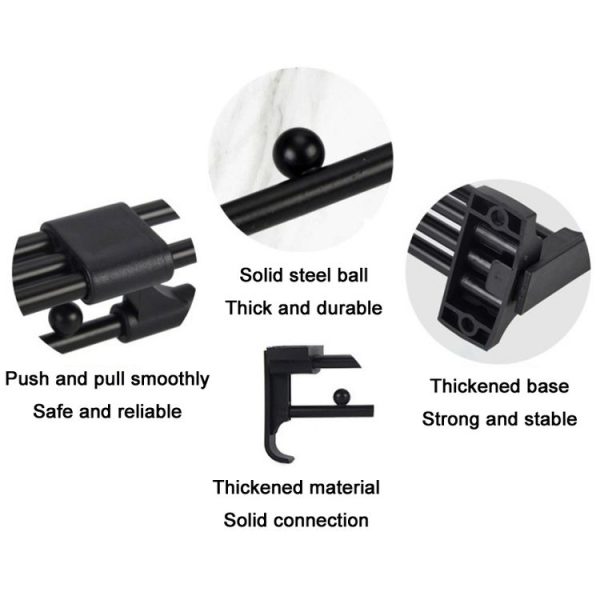 Y01B Plastic Head 14 inches Wardrobe Hardware Push-Pull Hanging Rod Clothes Rail - Image 3