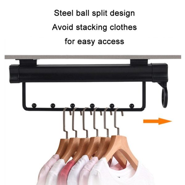 Y01B Plastic Head 14 inches Wardrobe Hardware Push-Pull Hanging Rod Clothes Rail - Image 5