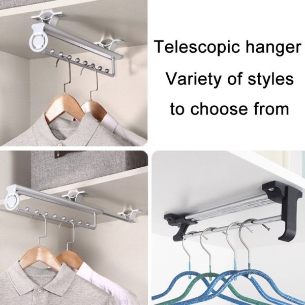 Y01B Plastic Head 14 inches Wardrobe Hardware Push-Pull Hanging Rod Clothes Rail - Image 6