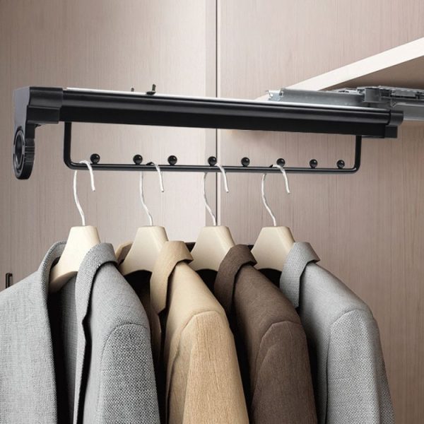 Y01B Plastic Head 14 inches Wardrobe Hardware Push-Pull Hanging Rod Clothes Rail - Image 7