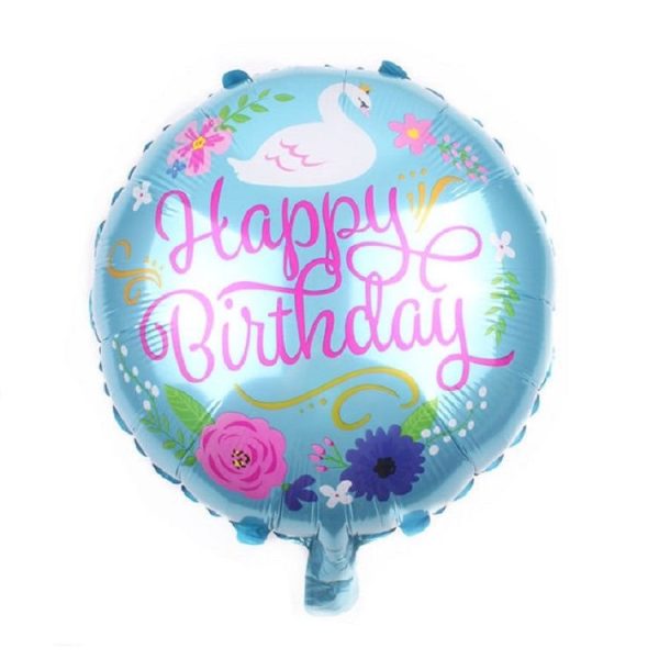 5 PCS Round White Swan Aluminum Balloon Birthday Party Decoration Toy, Size: 18 inches (Blue) - Image 2