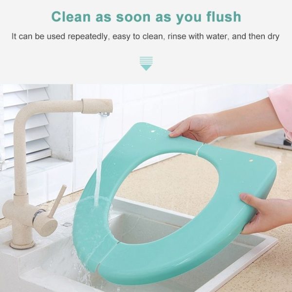 Travel Portable Foldable Toilet Pad Plastic Waterproof Bathroom Seat Cover Mats (Pink) - Image 3