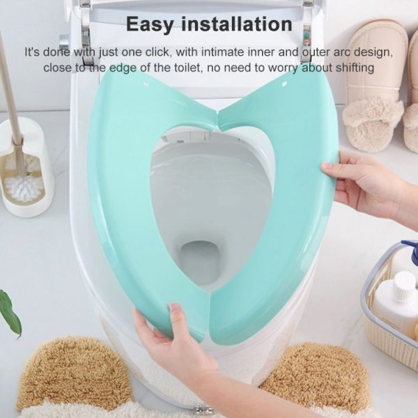 Travel Portable Foldable Toilet Pad Plastic Waterproof Bathroom Seat Cover Mats (Pink) - Image 6