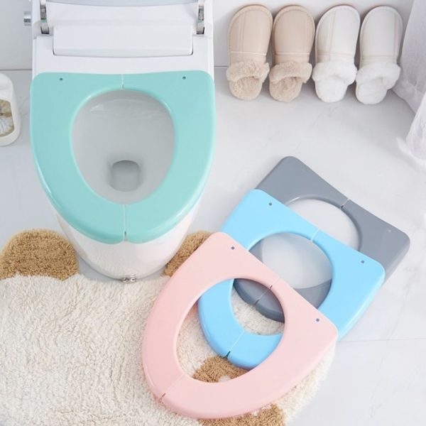 Travel Portable Foldable Toilet Pad Plastic Waterproof Bathroom Seat Cover Mats (Pink) - Image 9