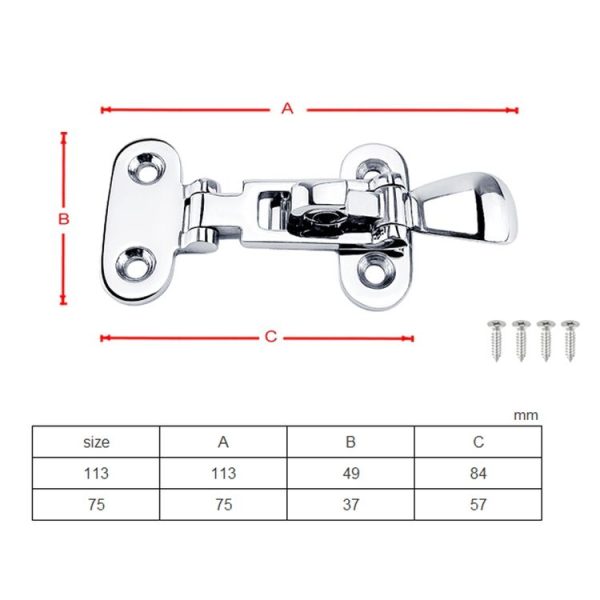 316 Stainless Steel Marine Hasp Hatch Door Lock Yacht Hardware Accessories, Specification: 113mm - Image 3