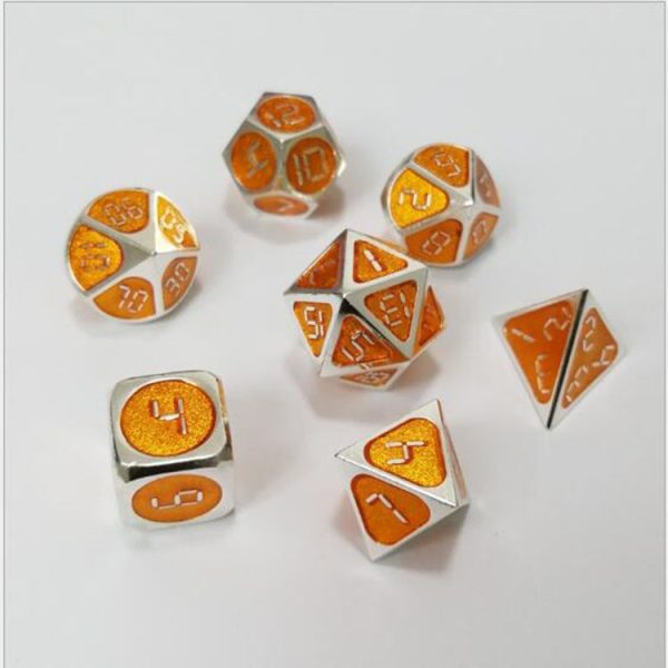 Metal Polyhedral Dice Set for Tabletop RPGs Board Games (Orange) - Image 2