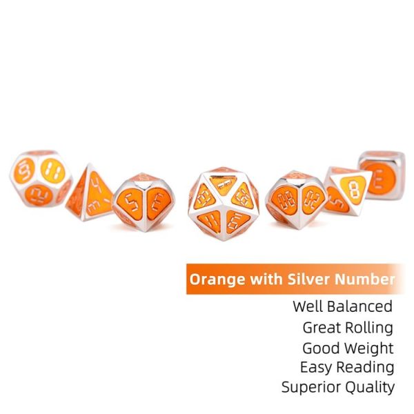 Metal Polyhedral Dice Set for Tabletop RPGs Board Games (Orange) - Image 5