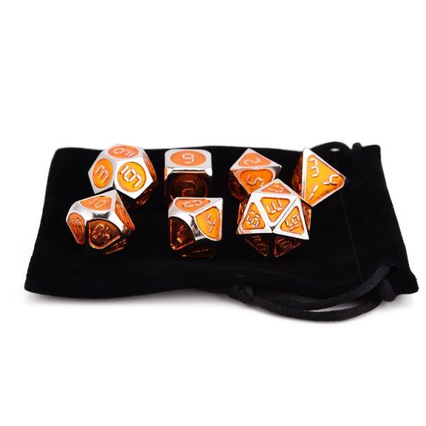 Metal Polyhedral Dice Set for Tabletop RPGs Board Games (Orange) - Image 8