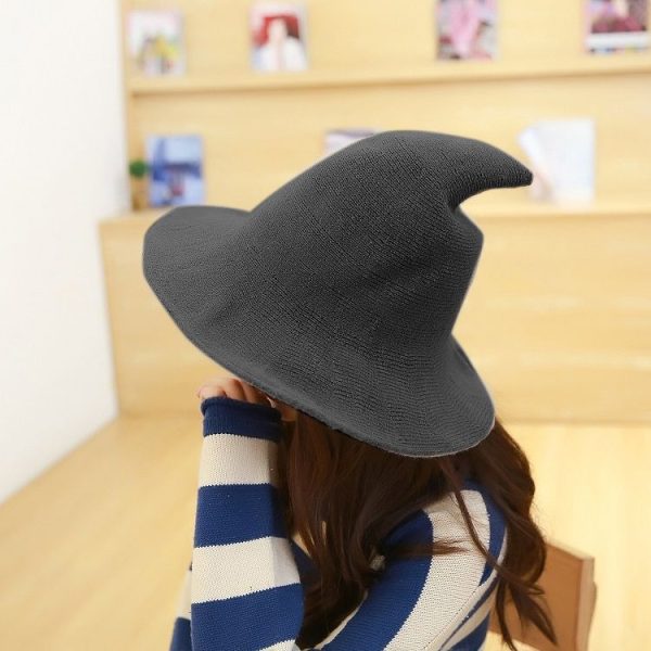 Halloween Personality Wizard Steeple Great Brim Wool Cap (Dark Grey)