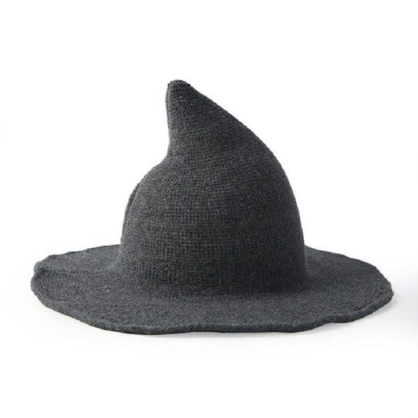 Halloween Personality Wizard Steeple Great Brim Wool Cap (Dark Grey) - Image 2