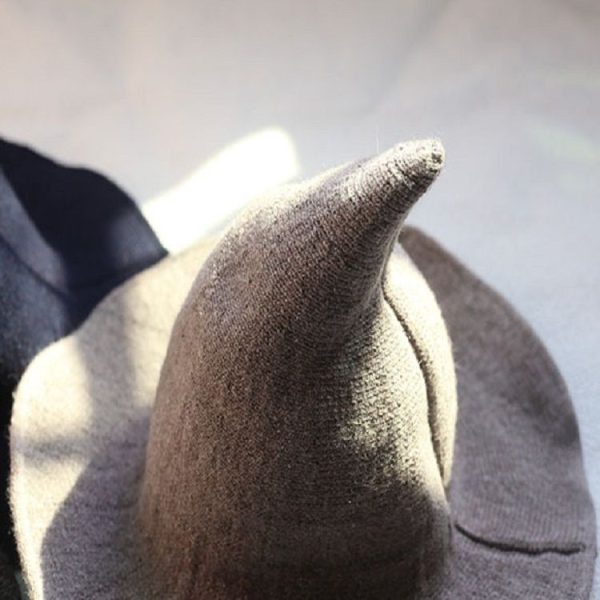 Halloween Personality Wizard Steeple Great Brim Wool Cap (Dark Grey) - Image 4