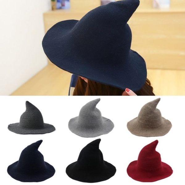Halloween Personality Wizard Steeple Great Brim Wool Cap (Dark Grey) - Image 7