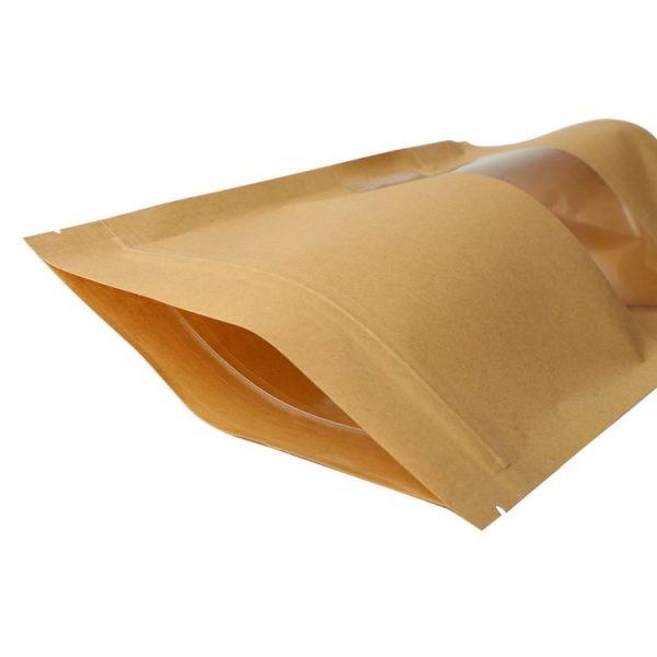 50 PCS Zipper Self Sealing Kraft Paper Bag with Window Stand Up for Gifts / Food / Candy / Tea / Party / Wedding Gifts, Bag Size: 10x15+3cm (Frost) - Image 3