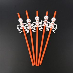 5 PCS Halloween Party Supplies Pumpkin Straw Straw Decoration (28CM Orange)