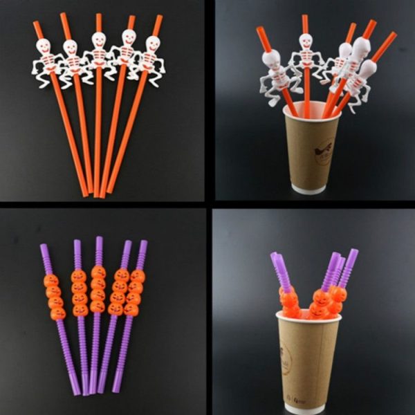 5 PCS Halloween Party Supplies Pumpkin Straw Straw Decoration (28CM Orange) - Image 4
